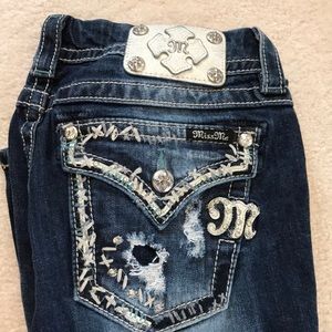 Bedazzled Distressed Boot Cut Jeans